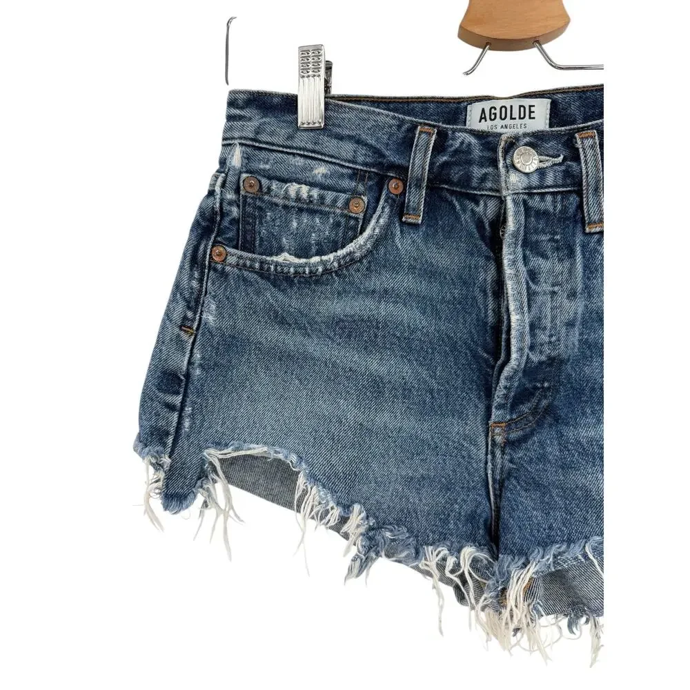 AGOLDE Parker Vintage Cut Off Shorts Rock Steady Distressed Denim Size 24
